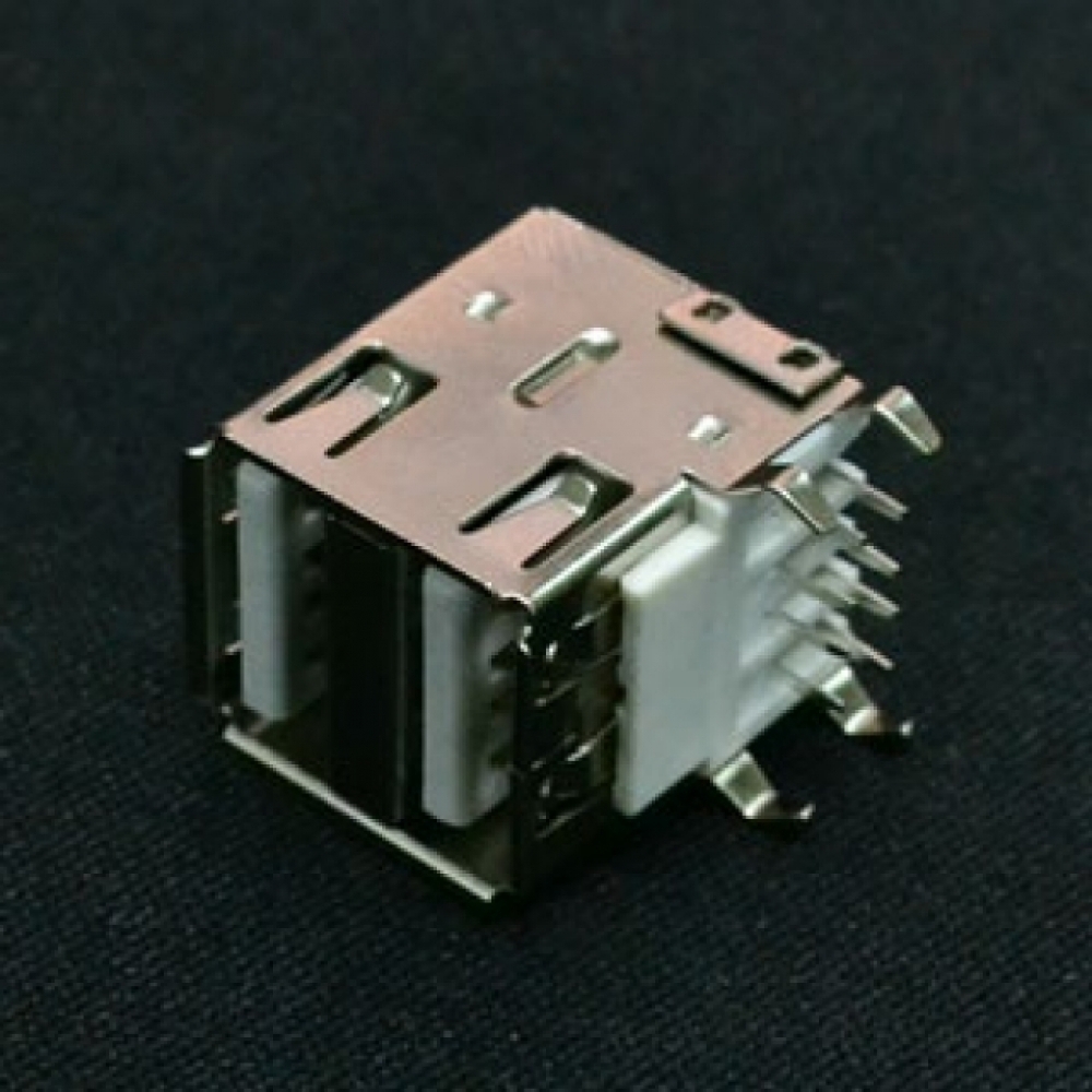 이엑스엘이디,USB A Type (Female) Connector (4Pin) : DIP Type - Dual (2Ports)  : ㄱ 자형