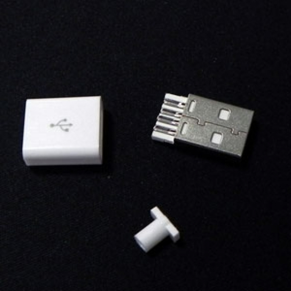 이엑스엘이디,USB A Type (Male) Connector (4Pin) : 흰색 하우징 + 케이블 보호 고무