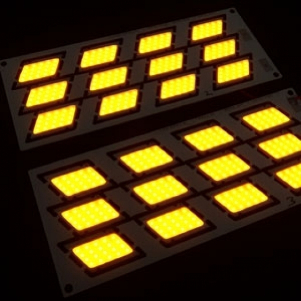 이엑스엘이디,exLED COB LED [ RF06Y ] 리플렉터/테일램프용 30mm x 15mm 사다리꼴 / YELLOW 컬러 0.6W (정전류 드라이버 IC 내장형:12~18v)