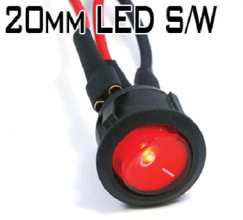하네스형 LED 점등 20mm 원형 토글(ON/OFF) 스위치 (RED) - 이엑스엘이디